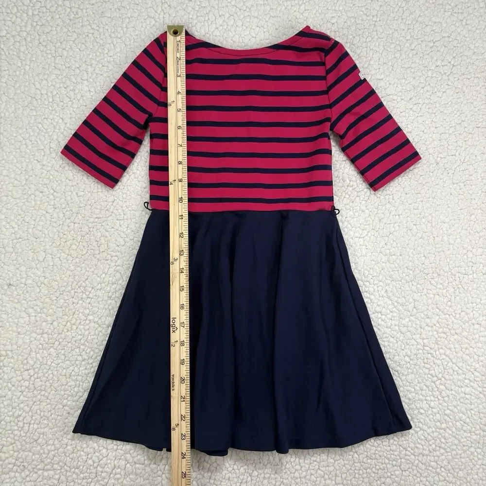 Polo‎ Ralph Lauren Striped Dress Girls Size 6 Pink Navy Fit & Flare Half Sleeve